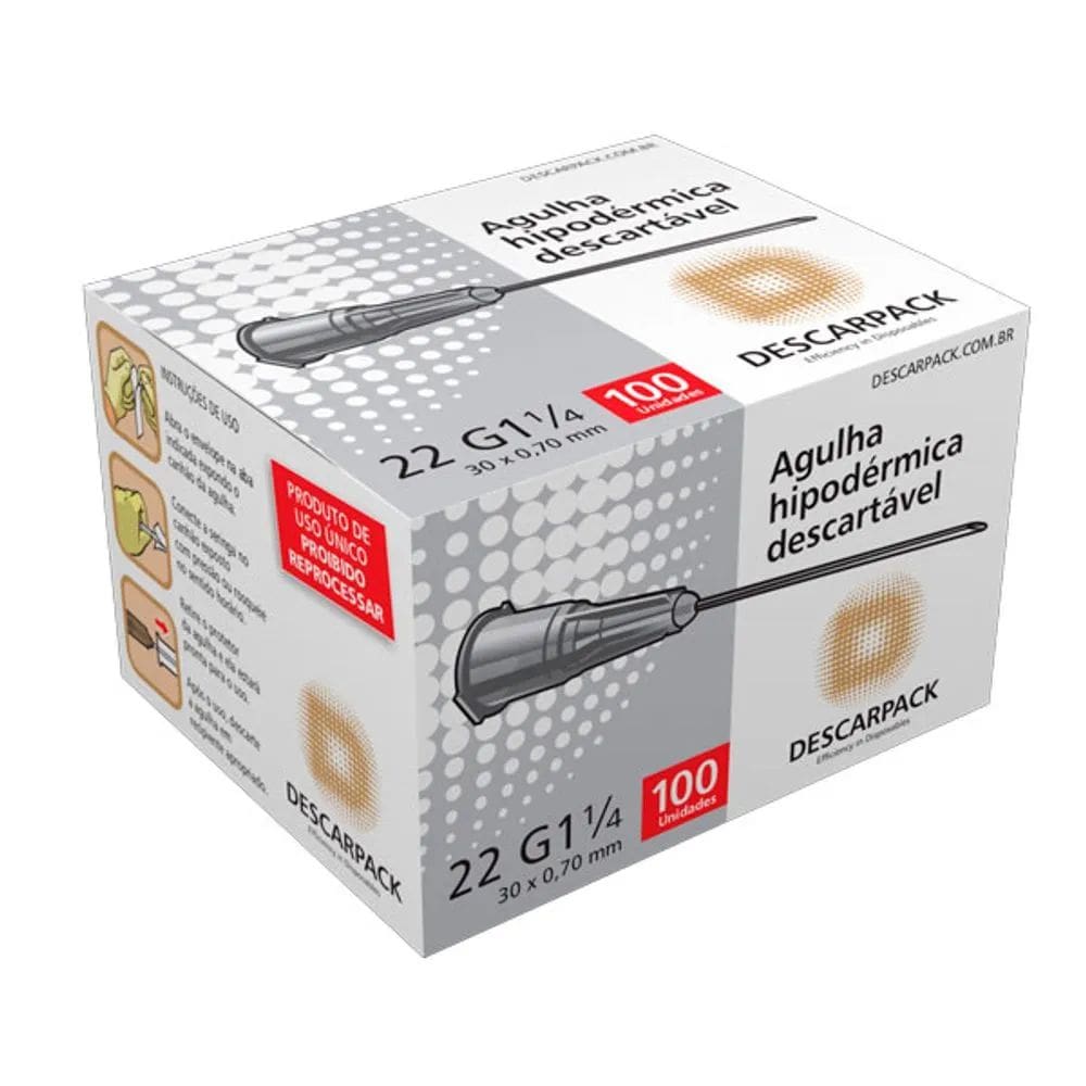 Agulha Desc Est 30 X 0,70 Mm Descarpack Cx100ct