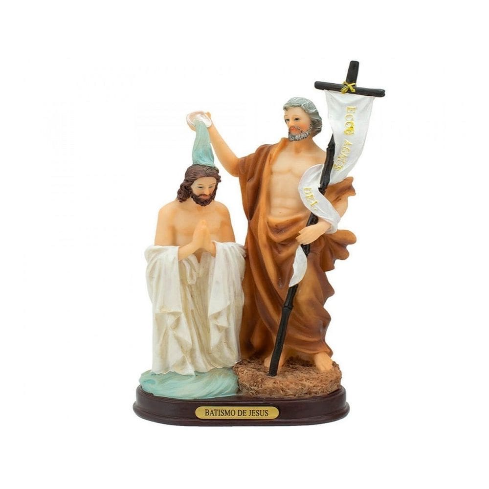 Imagem Resina Batismo Batizado De Jesus Cristo 20cm