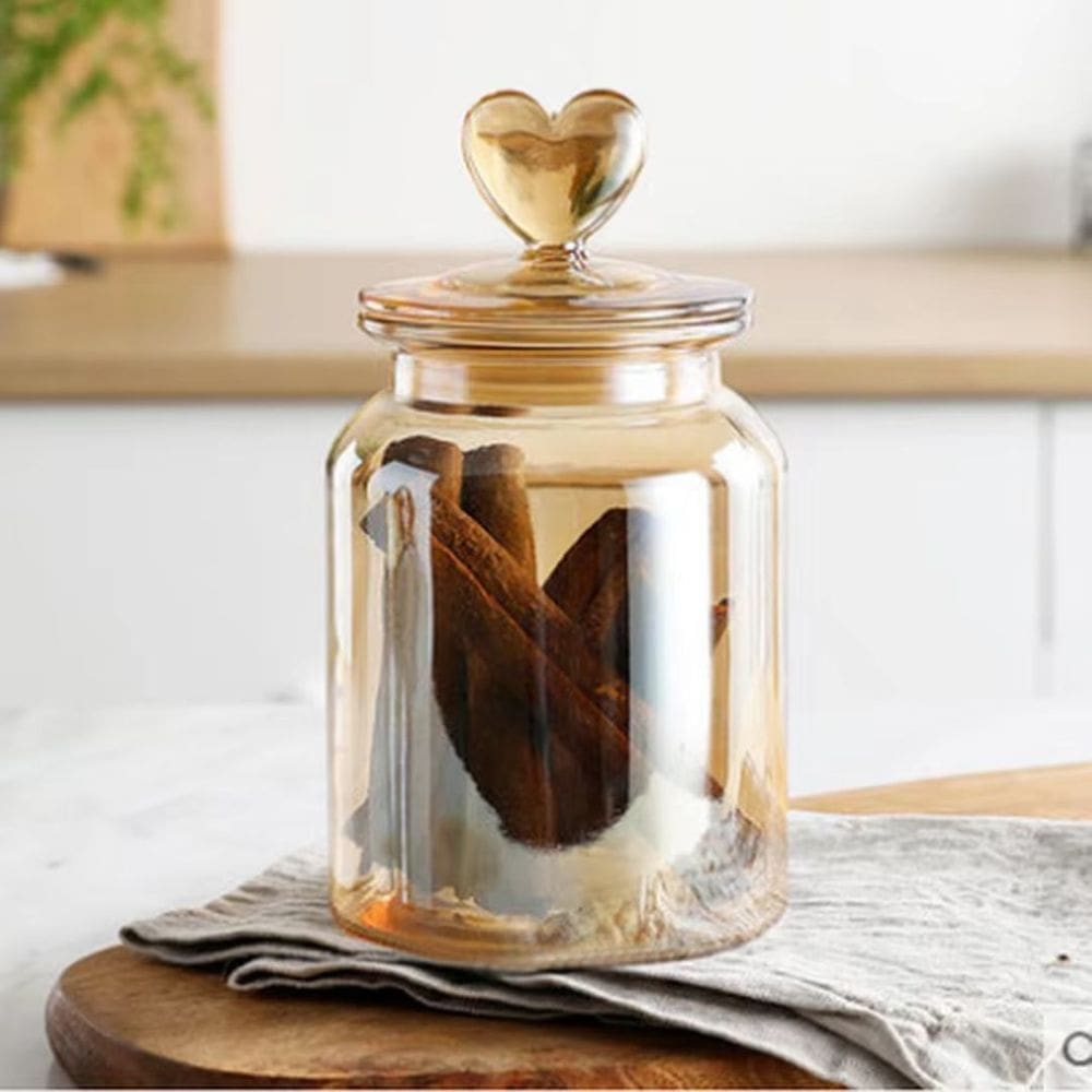 Pote Vidro Hermético Âmbar Afeto Coração 1000ml - Tuut