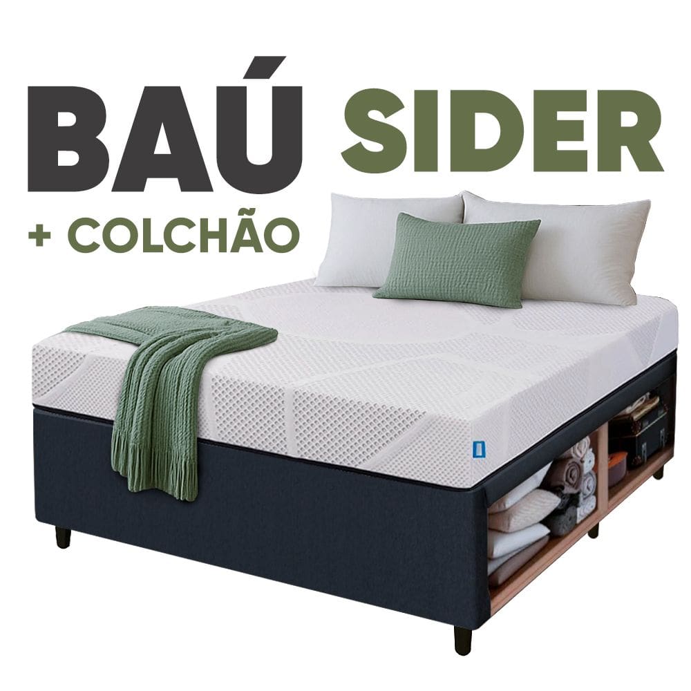 Cama Box Baú Base Sider + Colchão Umaflex Fit Firm D33 Altura 17cm - Diversas Cores e Medidas - Orthocamas