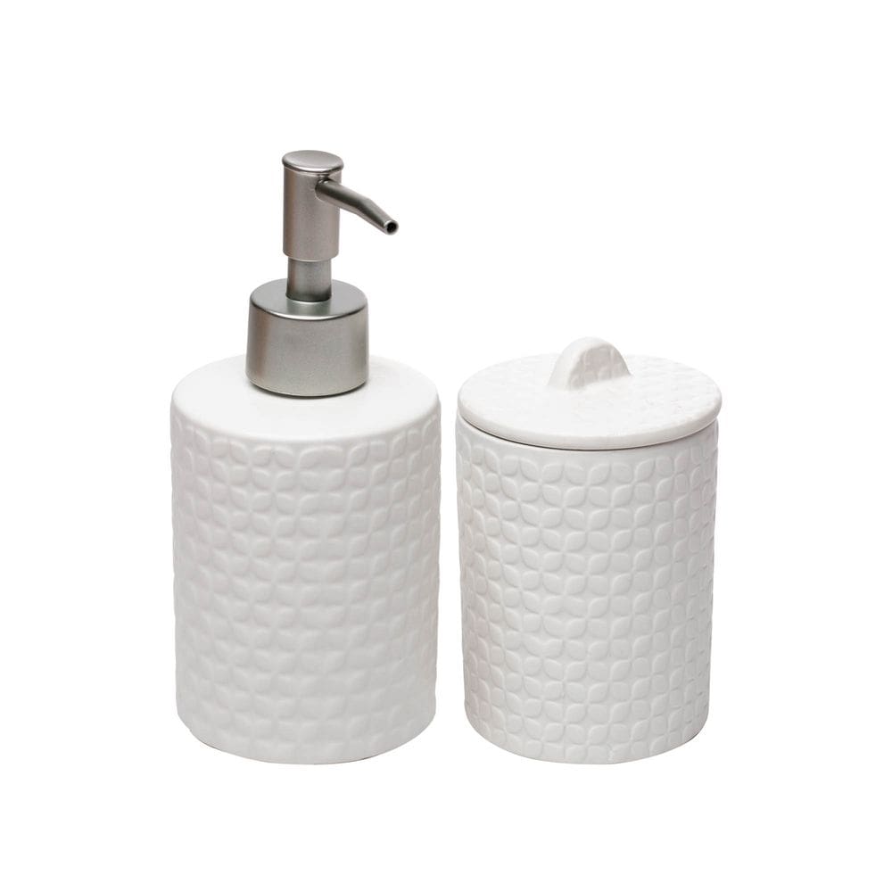 Cj 2 Pecas Para Banheiro De Ceramica Petals Branco