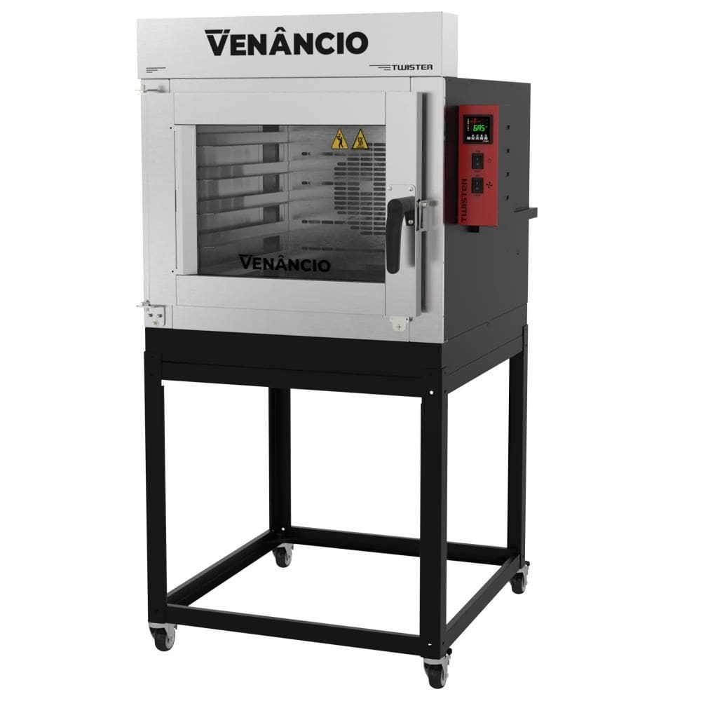 Forno Industrial Turbo a Gás GLP Venâncio Twister 5 Esteiras Exterior e Interior em Aço Carbono com Cavalete 127V FVT5G