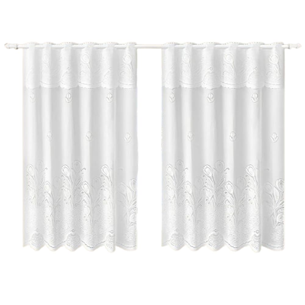 Cortina Renda Cozinha Tulipa Branca 2,00larg x 1,30alt