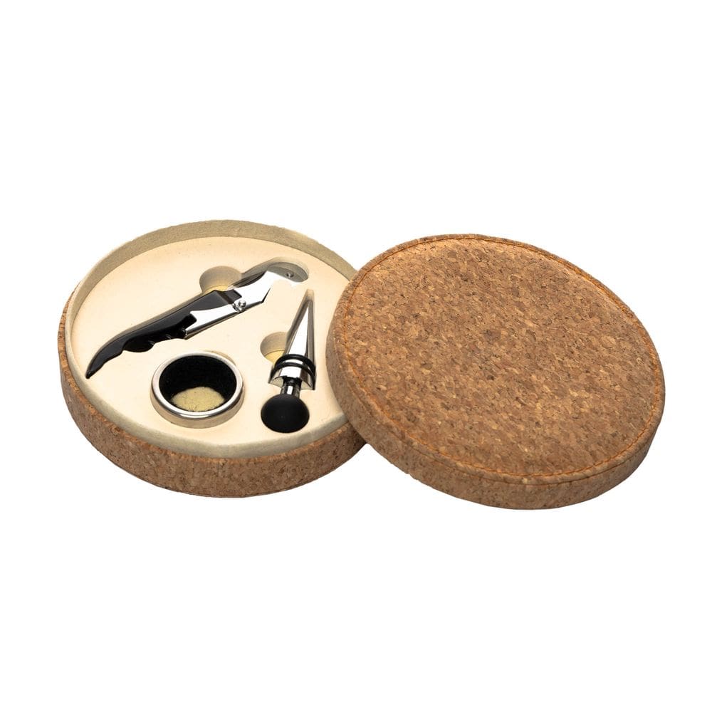 Conjunto 3 Pecas Para Vinho Com Estojo Redondo Aco Inox
