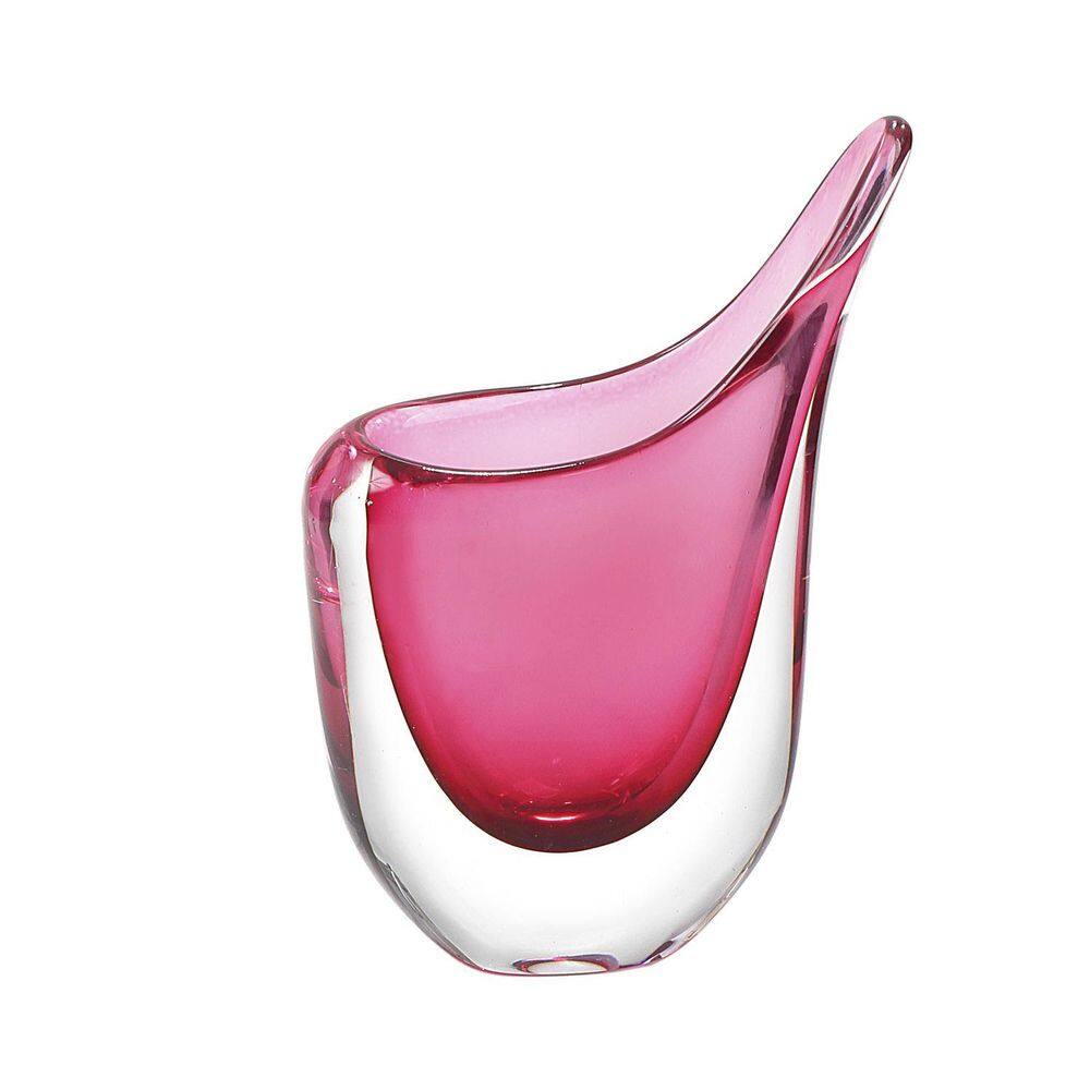 Vaso Em Cristal Murano Rosa São Marcos 28x23x9cm