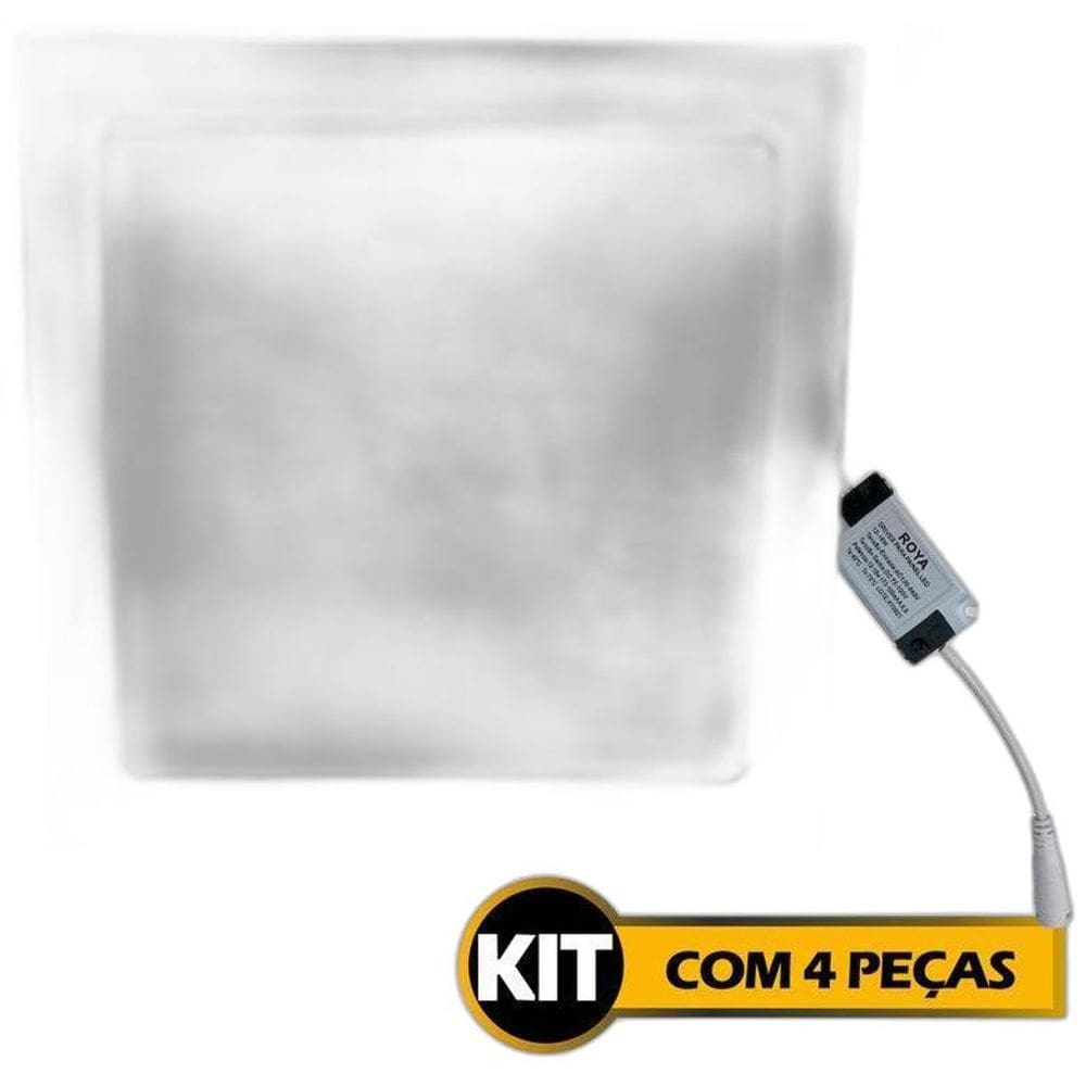 Kit 4 Paineis Led Embutido Quadrado 18W Slim Bivolt Plafon