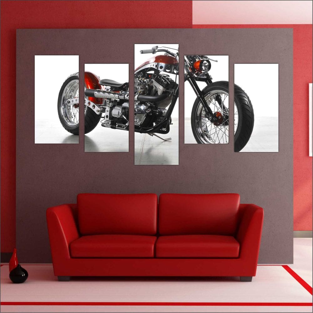 Quadro Decorativo Moto Tuning Mosaico Moderno 5 Peças