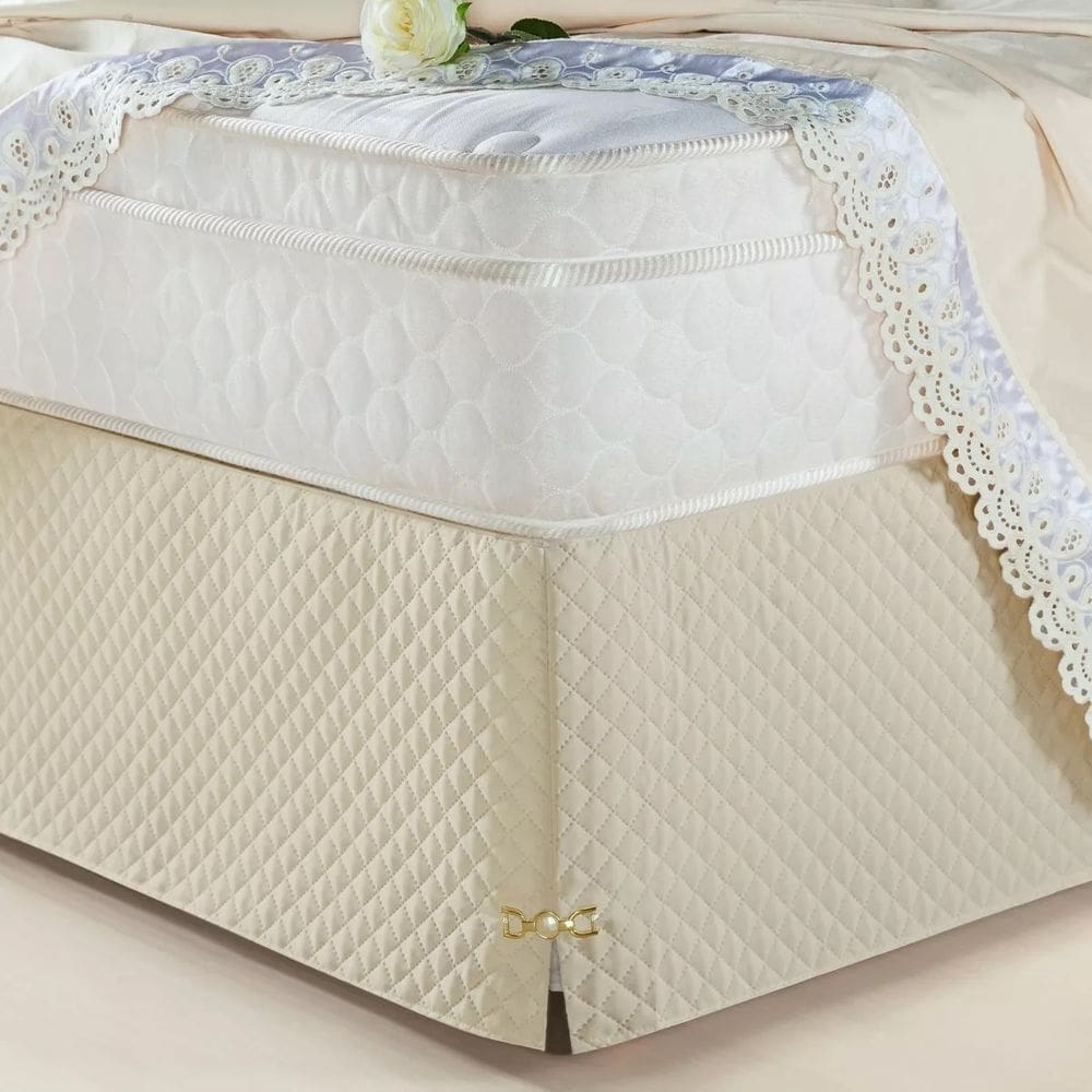 Saia Box Solteiro Creme Matelassado Serve Para Cama Baú