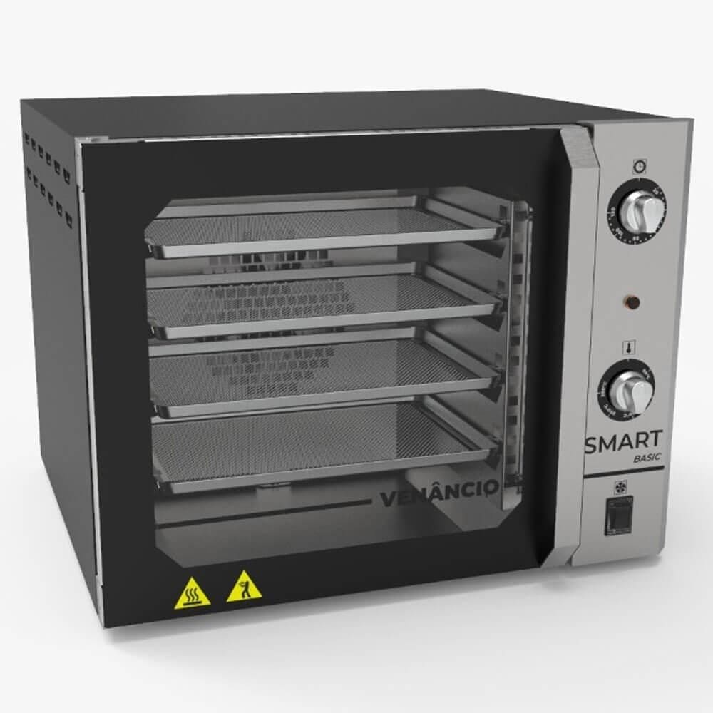 Forno Convector Venâncio Smart Basic 4 Esteiras com Corpo Preto e Painel Inox 220V FCSB4EPRIN