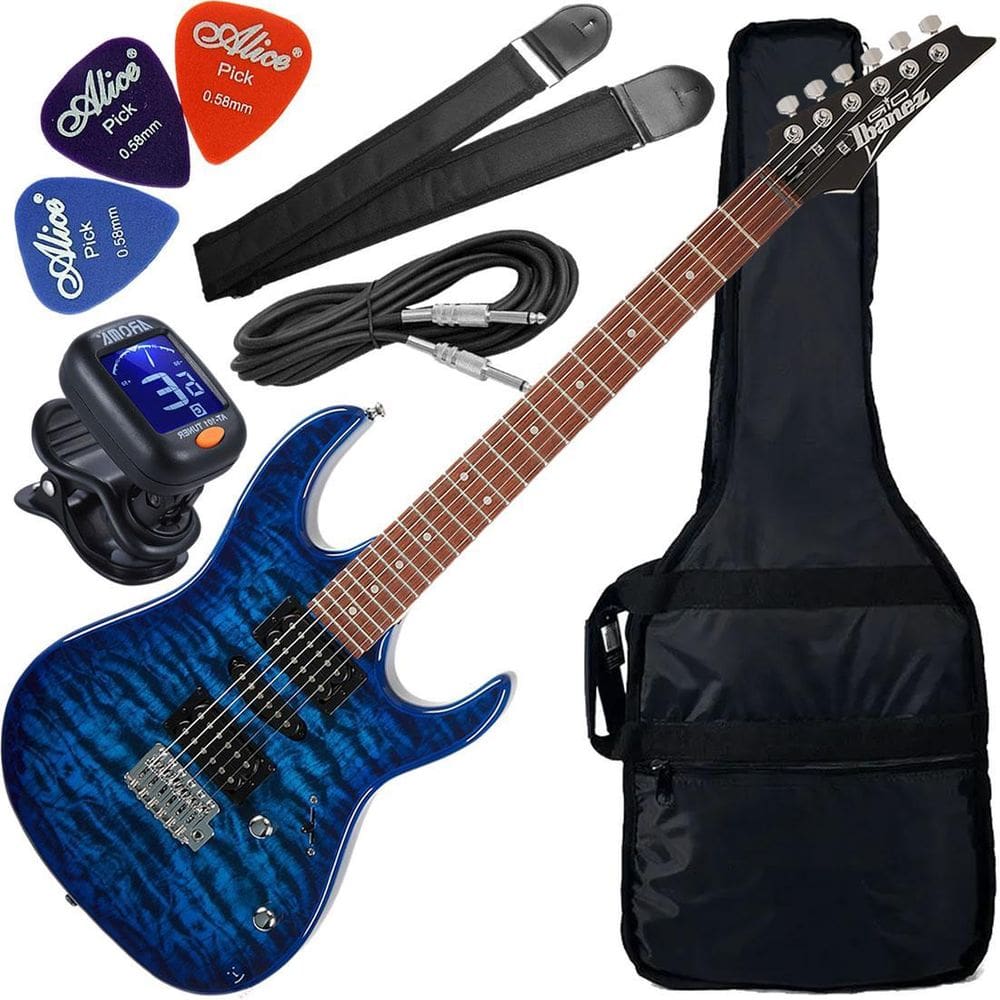 Kit Guitarra Ibanez Grx70 Qa Hsh Blue Burst Tbb Gx01