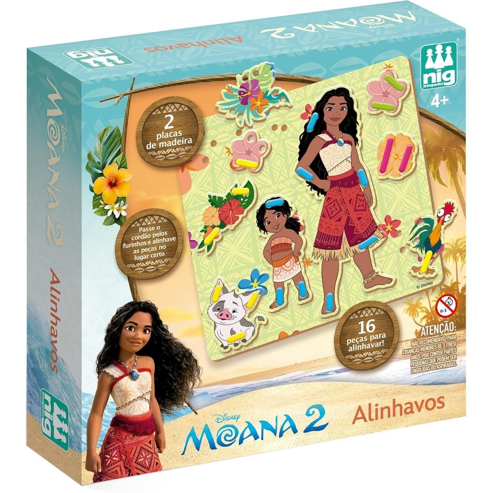 Moana 2 Alinhavo Princesas Disney Jogo Educativo Em Madeira Com 24 Peças