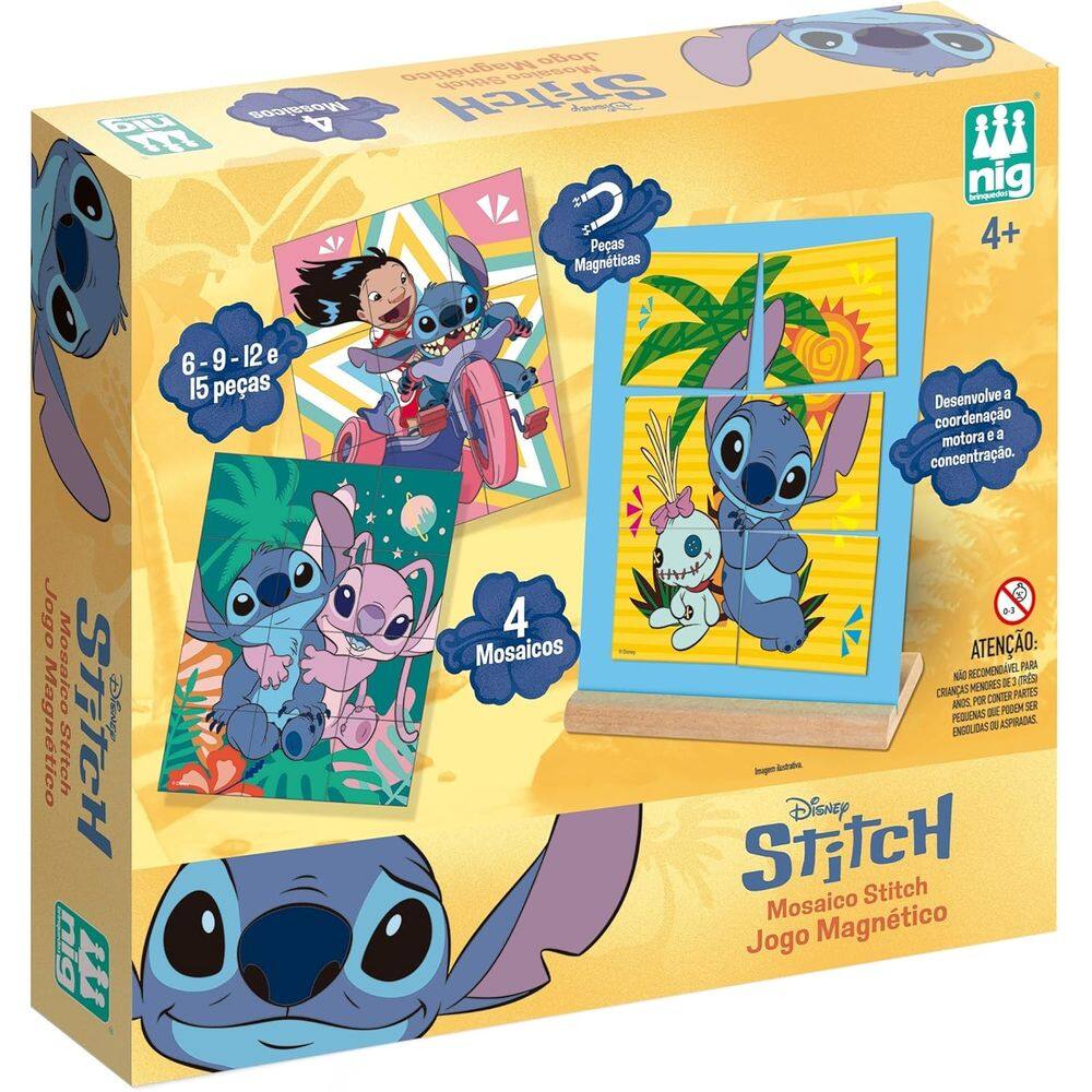 Mosaico Magnético Stitch Quebra-Cabeça Com 44 Peças - Nig Brinquedos