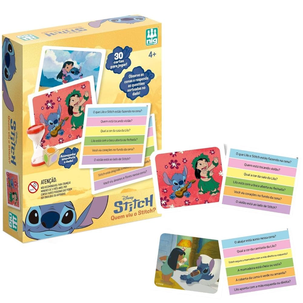 Jogo Infantil Quem Viu o Stitch? 30 Cartas Pedagógicas - Nig Brinquedos