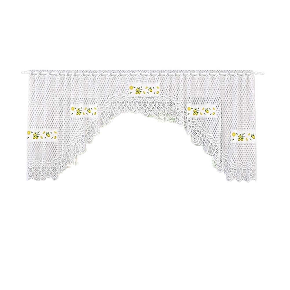 Cortina Bando Renda Cascata Cozinha Limão 3,15x0,95