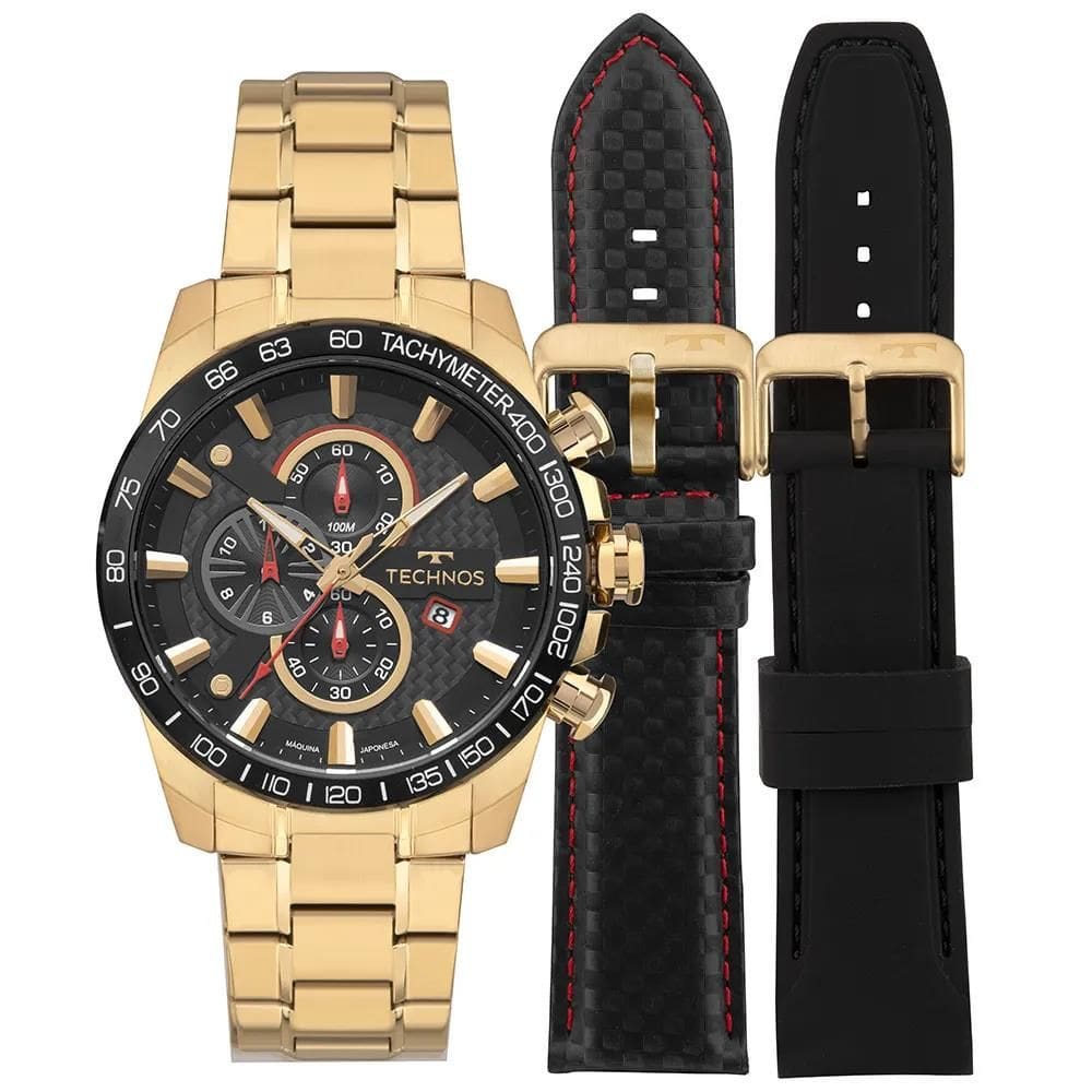 Relógio Technos Masculino Ref: Os1abr/t1p Cronógrafo Dourado