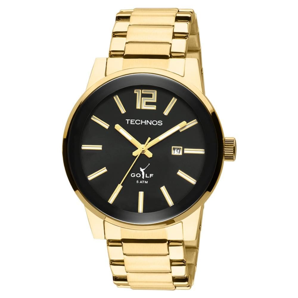 Relógio Technos Masculino Ref: 2115tts/4p Clássico Golf Dourado