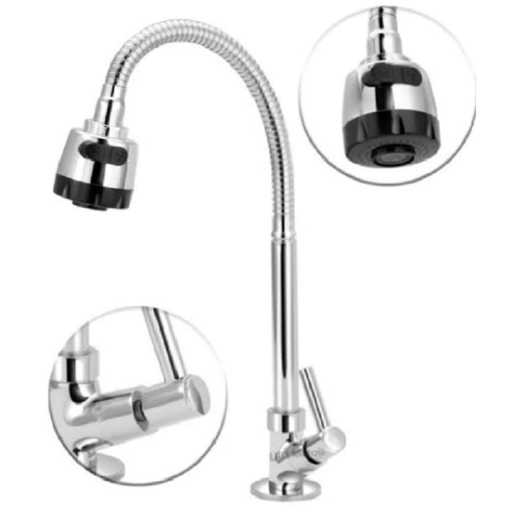 Torneira De Cozinha De Mesa Bancada Tubo Gourmet Luxo 1/4V