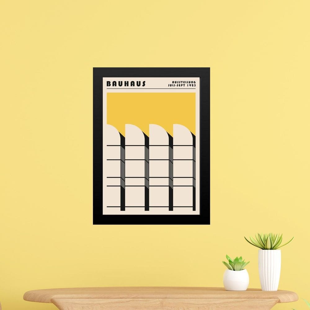 Quadro Bauhaus Amarelo E Preto - Arquitetura 45X34Cm