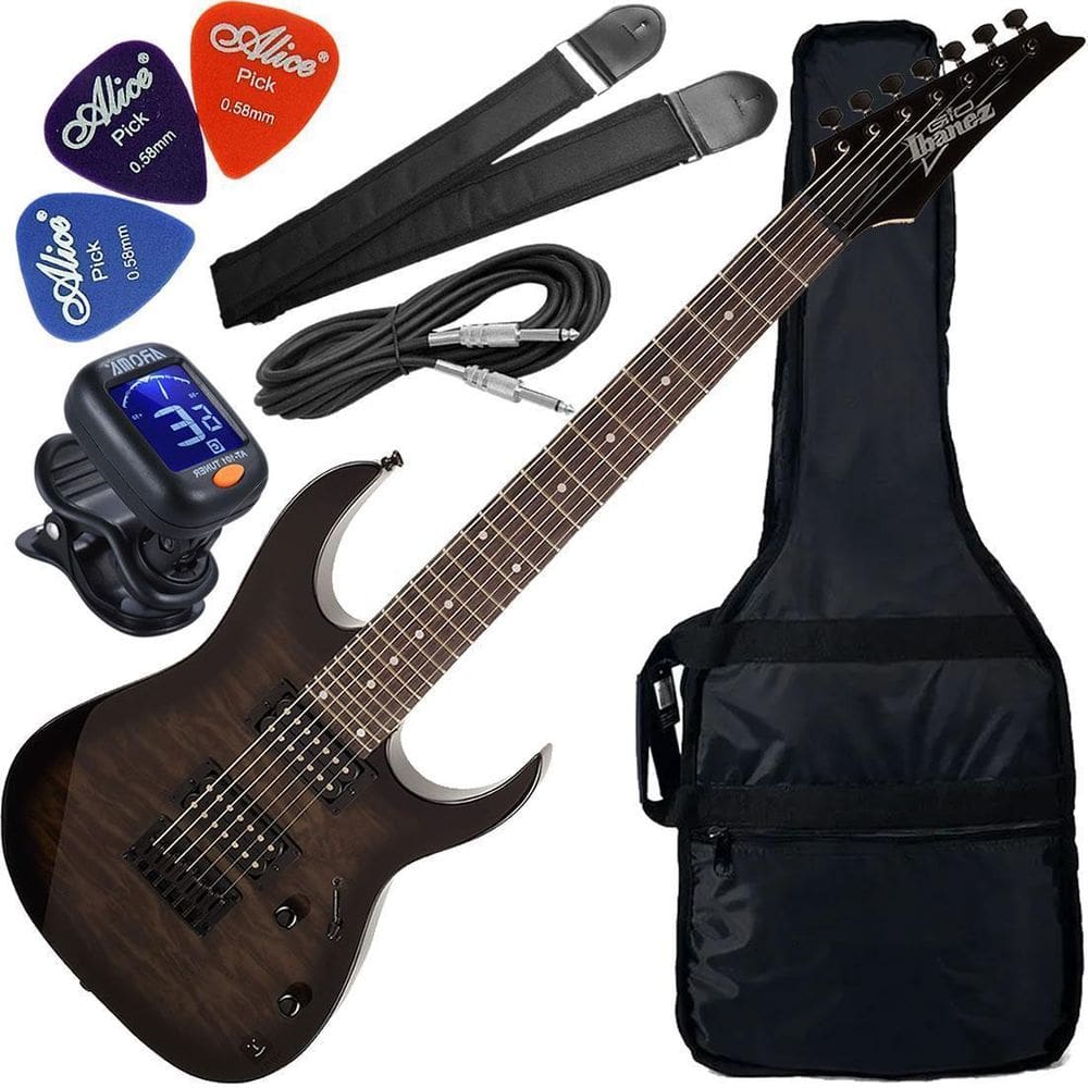 Kit Guitarra Ibanez Grg-7221 Qa Hh 7 Cordas Black Tks Gx01