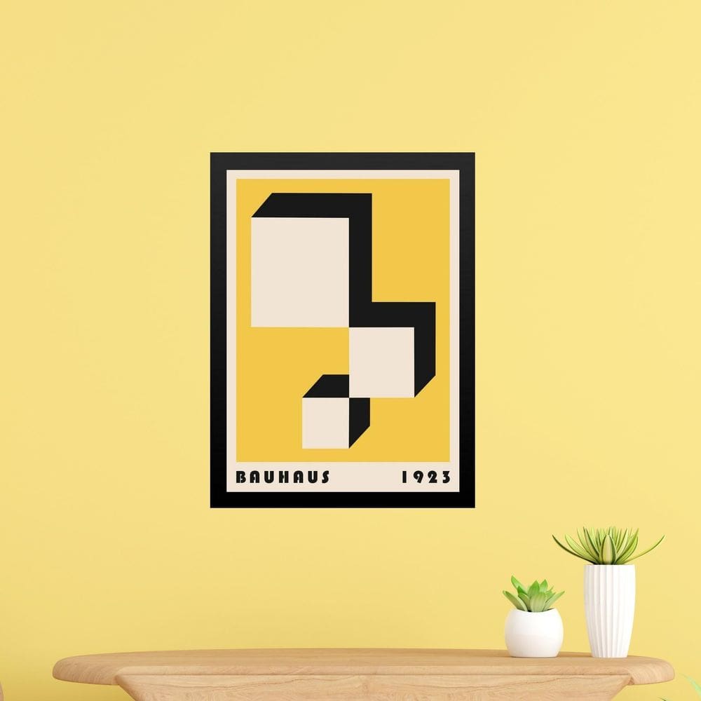 Quadro Bauhaus Amarelo - Descending Blocks 33X24Cm