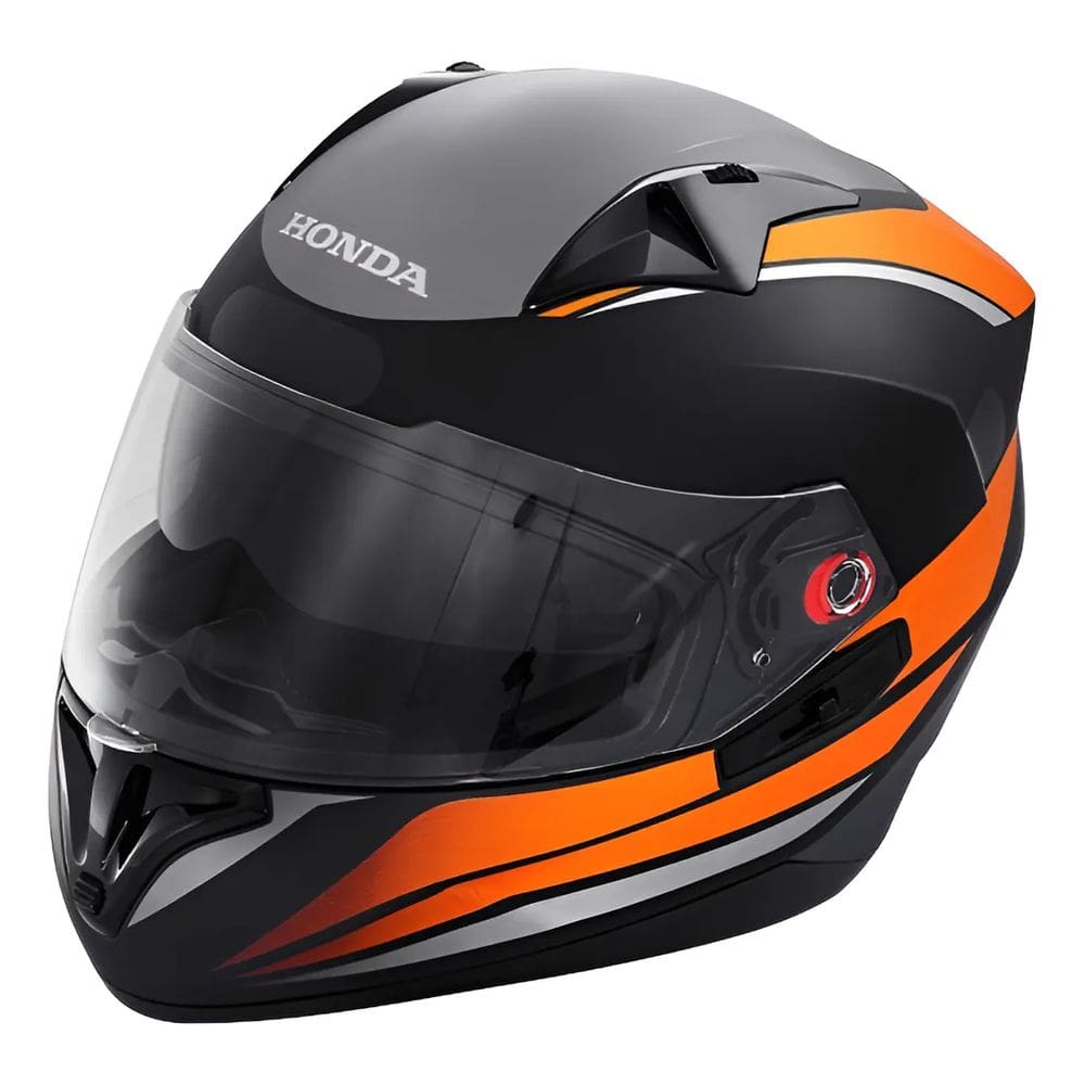 Capacete Honda New HF2 Preto Fosco/Laranja Tam 58 Genuíno