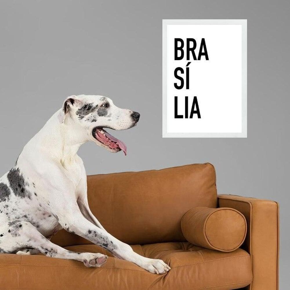 Quadro Decorativo Tipografia Brasília 33X24Cm - Com Vidro