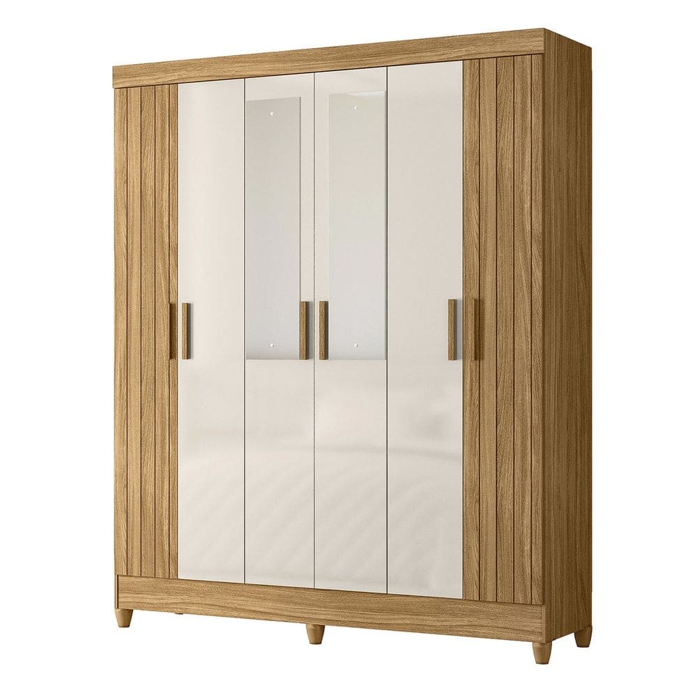 Guarda Roupa Casal 165cm Com Espelho Guiana Freijó/Off Z17 - Mpozenato