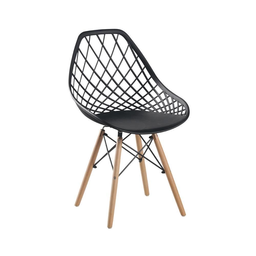 Cadeira De Jantar Cloe Preta Base Madeira Rivatti Kit 4 Unid