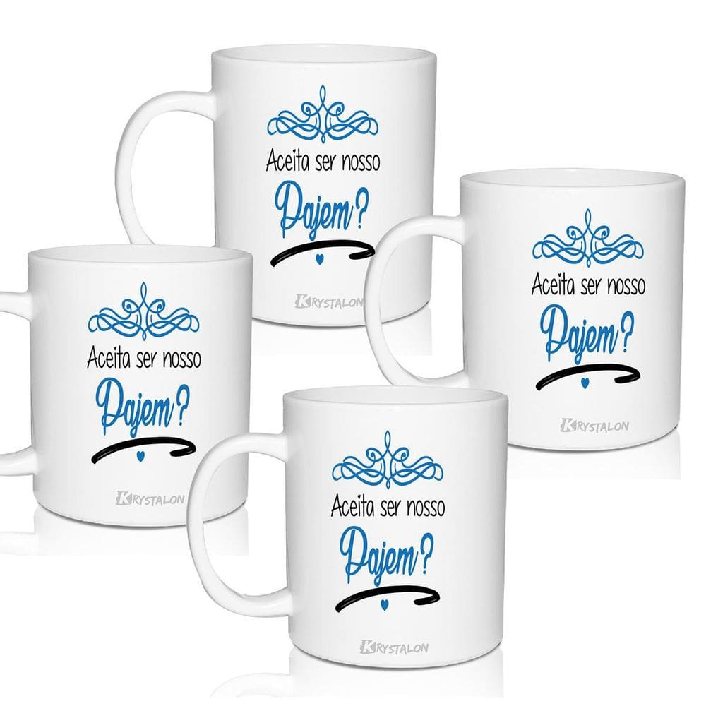 Kit 4 Canecas Convite Lembrança Personalizada Para Pajem