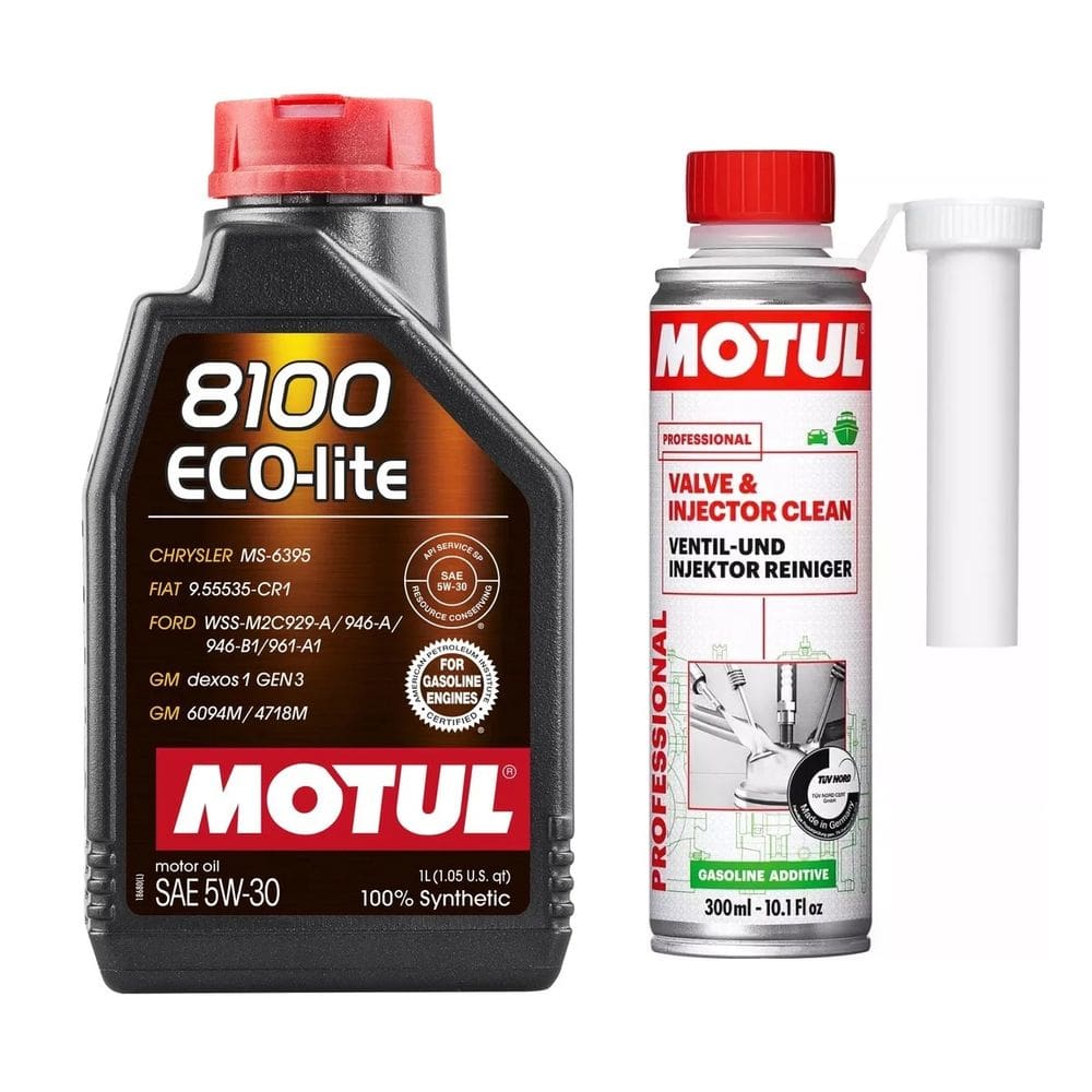 Kit Óleo 5W30 Sintético Motul 8100 X-Clean Efe 1L + Aditivo Limpeza Motul Valve E Injector Cleaner Gasoline 300Ml