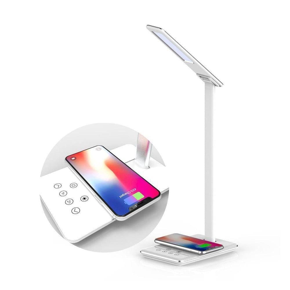 Luminária Led Portátil & Carregador Por Indução Qi Alumínio/Branco
