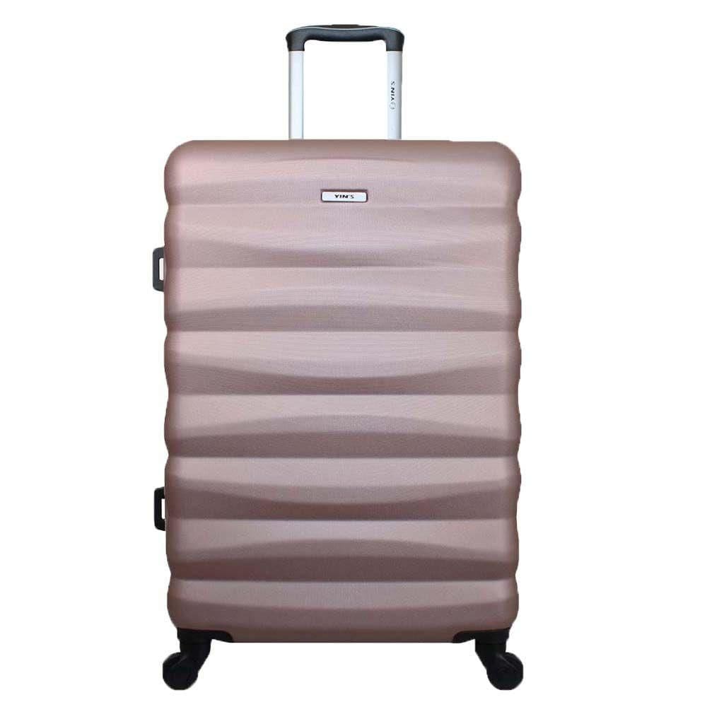 Mala De Viagem Média Abs Yins 21089 Cadeado Embutido Rodas Giro 360º Rosê M