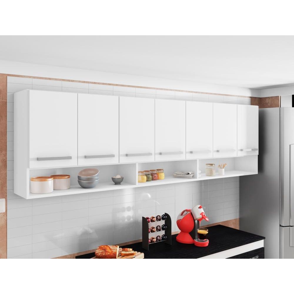 Armario Aereo Suspenso 7 Portas Branco Luxemburgo Bela Casa