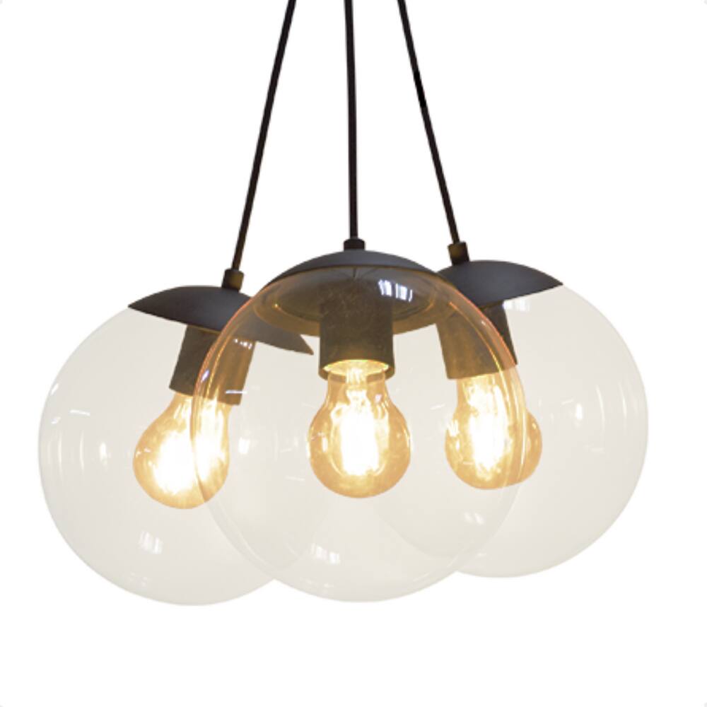 Lustre Pendente Blumenau Globb 3XE27 Bivolt Âmbar