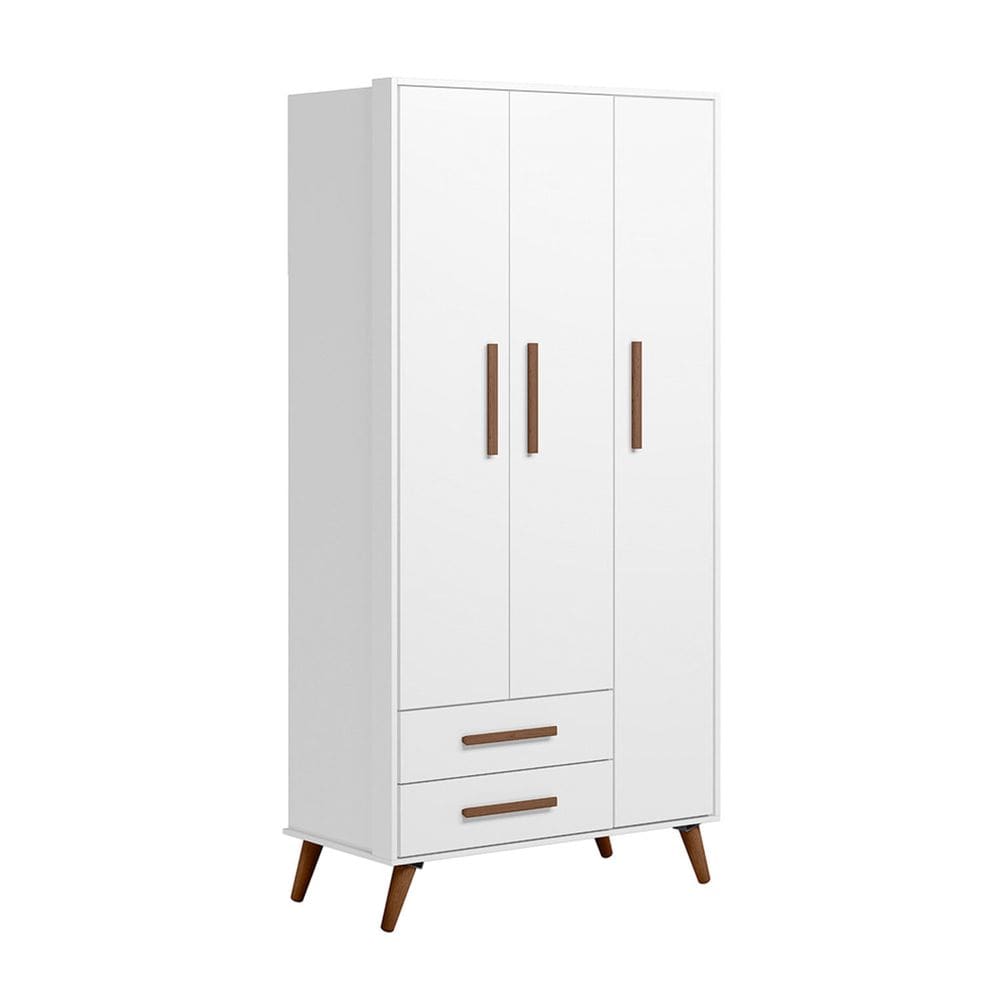 Guarda Roupas Retro 3 Portas E 2 Gavetas Branco Qmovi