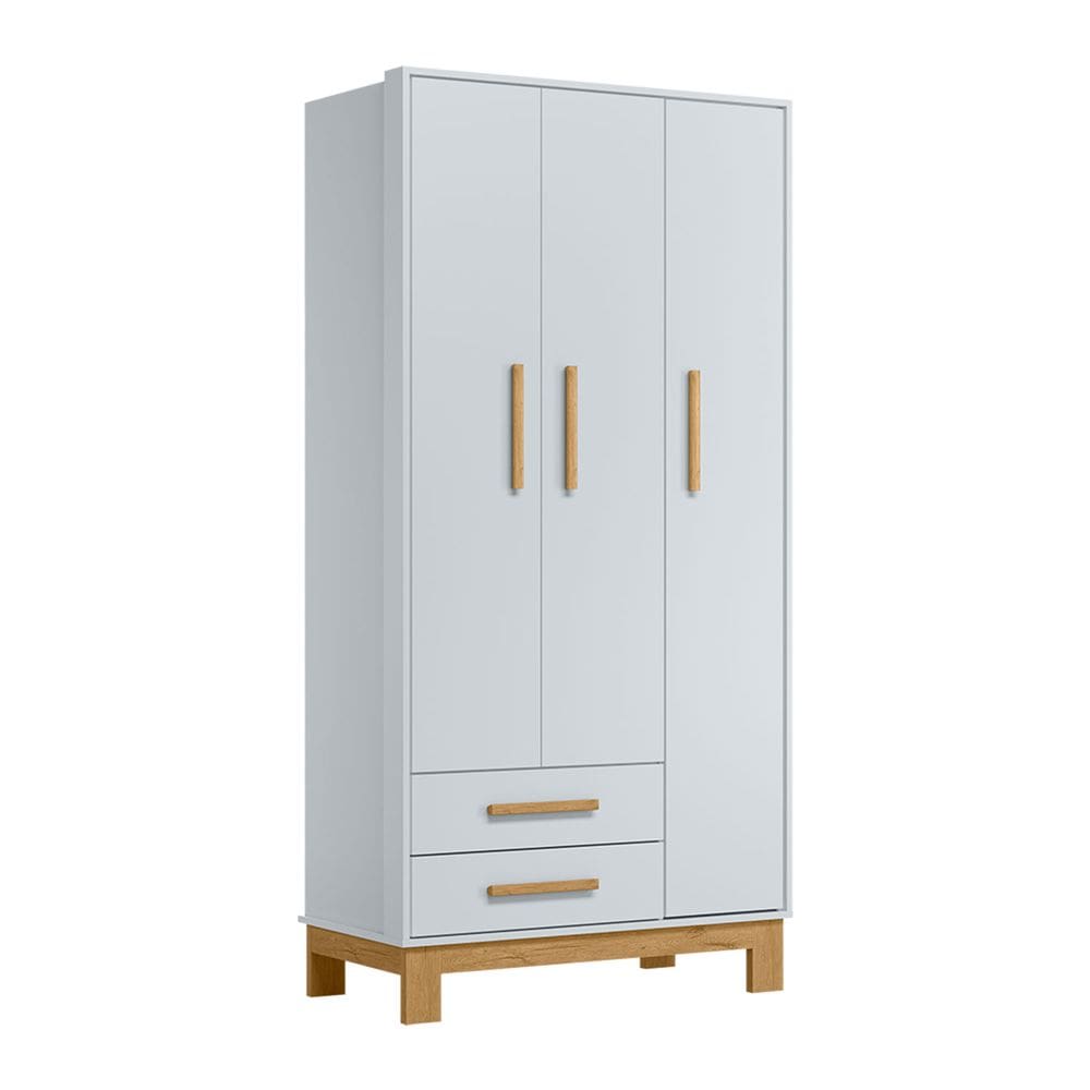 guarda roupas 3 portas e 2 gavetas cinza qmovi
