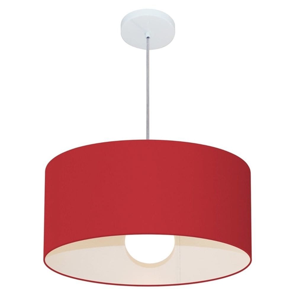 Lustre Pendente Cilíndrico 4052 Cúpula em Tecido 50x21cm Bordo - Bivolt