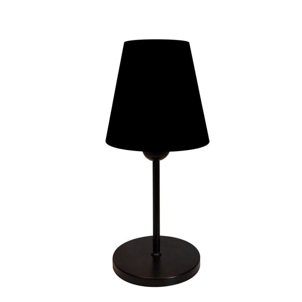 Abajur de Mesa Md-2005 Base Aluminio Preto Cúpula em Tecido Cone Preto - Bivolt