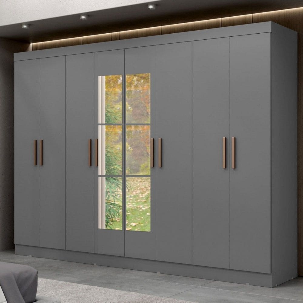 Guarda-Roupa Paris 8 Portas 4 Gavetas com Espelho Onix - Maxel