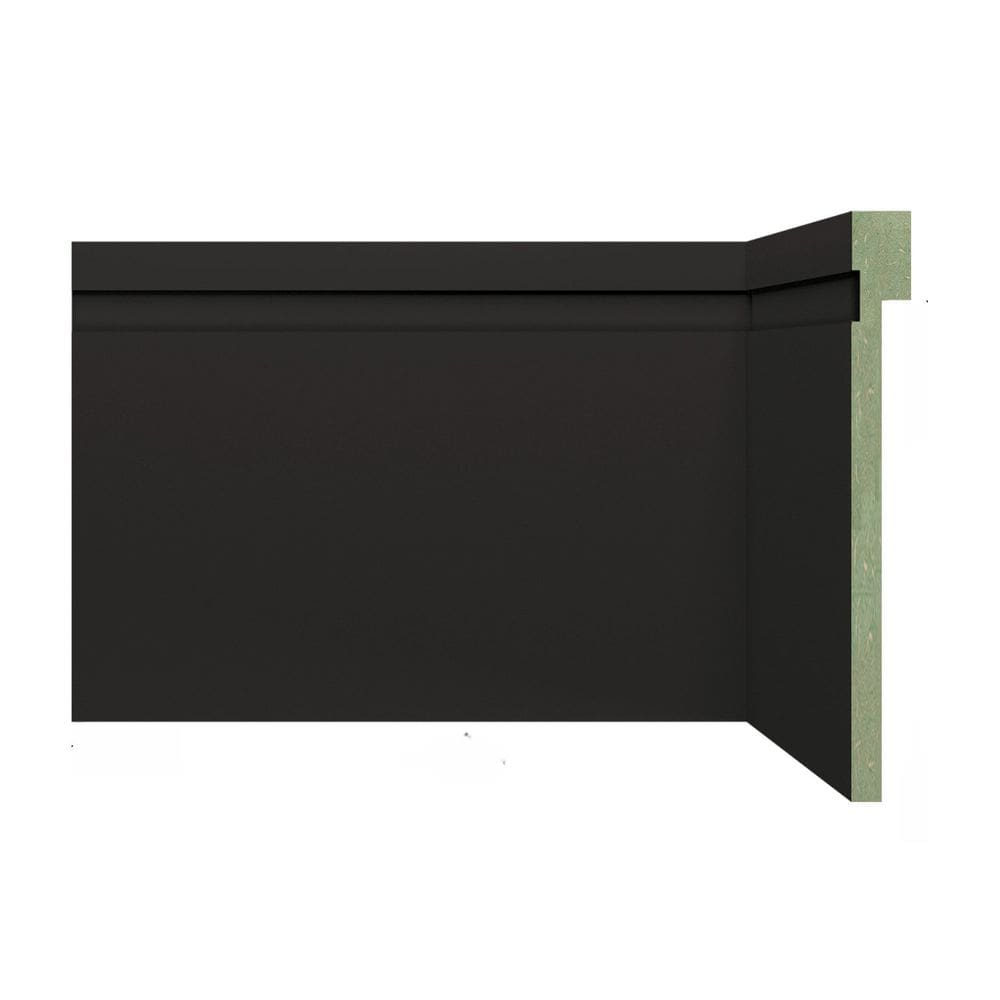 Rodapé de MDF Frisado de Sobrepor 12cm x 2,40m Rende 2,4 Metros Moldufama 1202 Preto