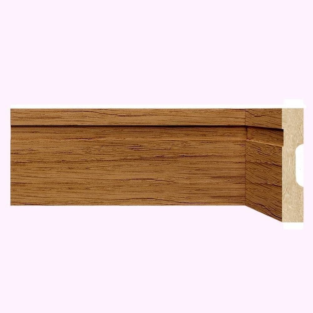 Kit Rodapé de MDF 5 Barras Frisadas de 10cm x 2,40m Rende 12 Metros Moldufama Nogueira Málaga