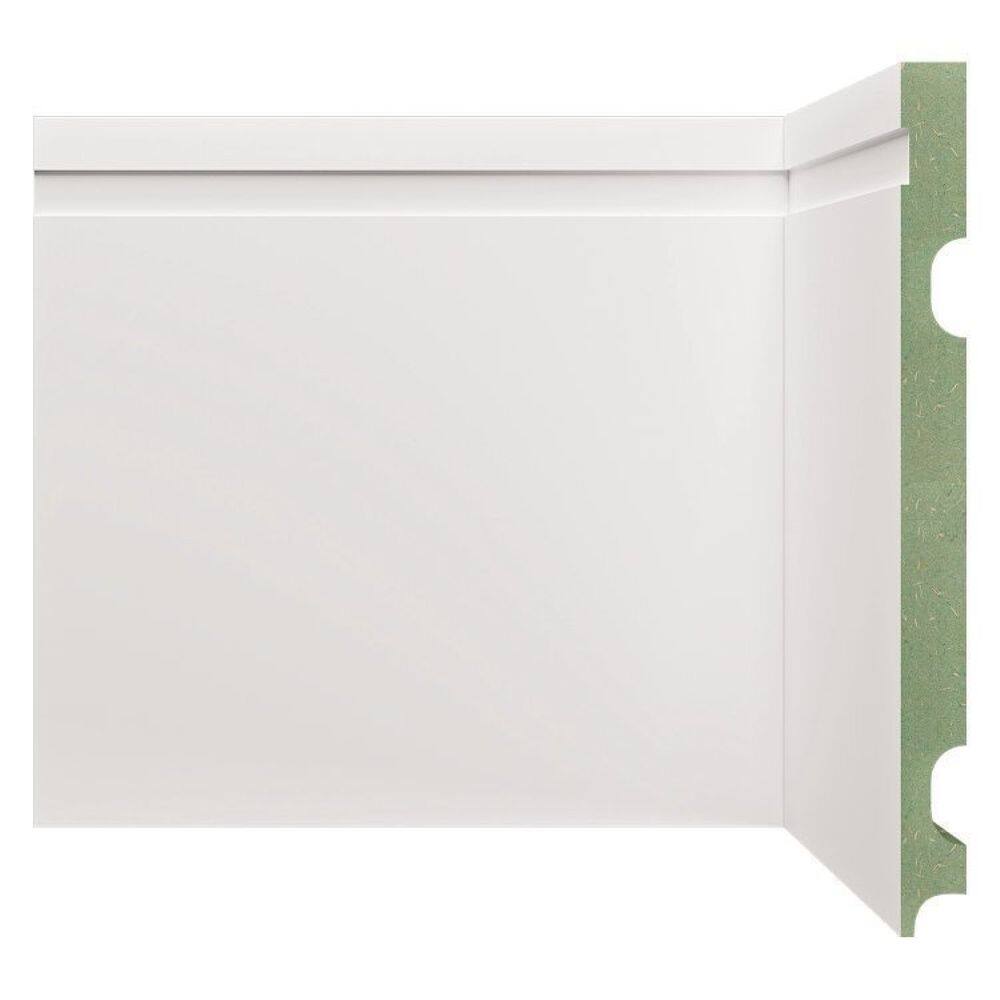 Kit Rodapé de MDF 10 Barras Frisadas 20cm x 2,40m Rende 24 Metros Moldufama Branco