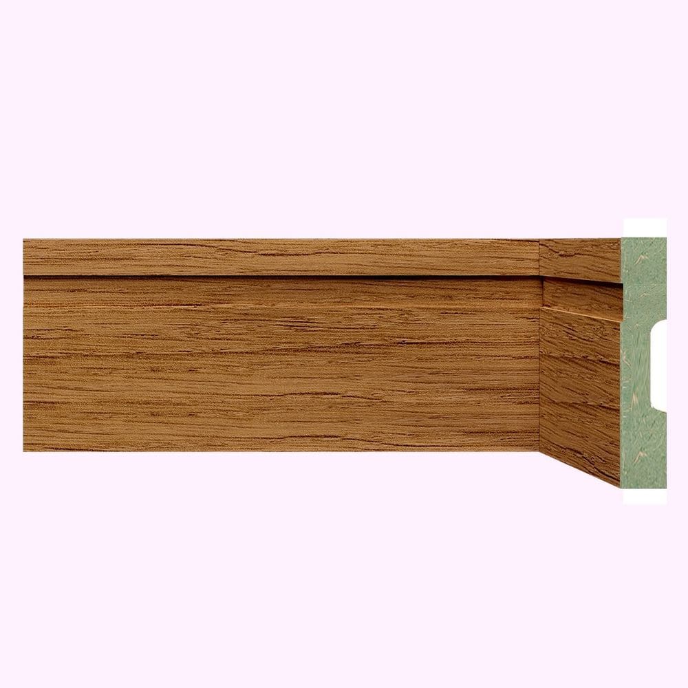 Rodapé de MDF Frisado de 10cm x 2,40m Rende 2,4 Metros Moldufama 1002 Nogueira Málaga