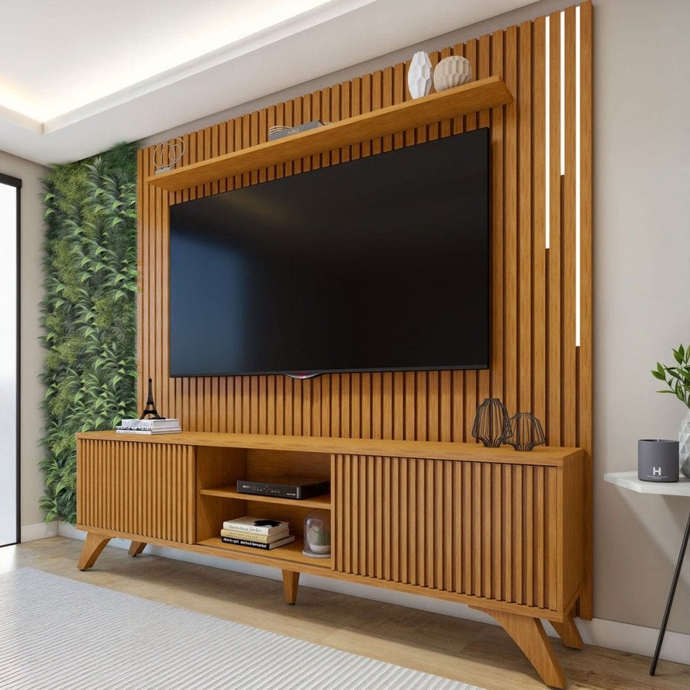 Rack com Painel para TV Até 75 Polegadas Gaia Paris Portas com Led Naturallle - Mavaular