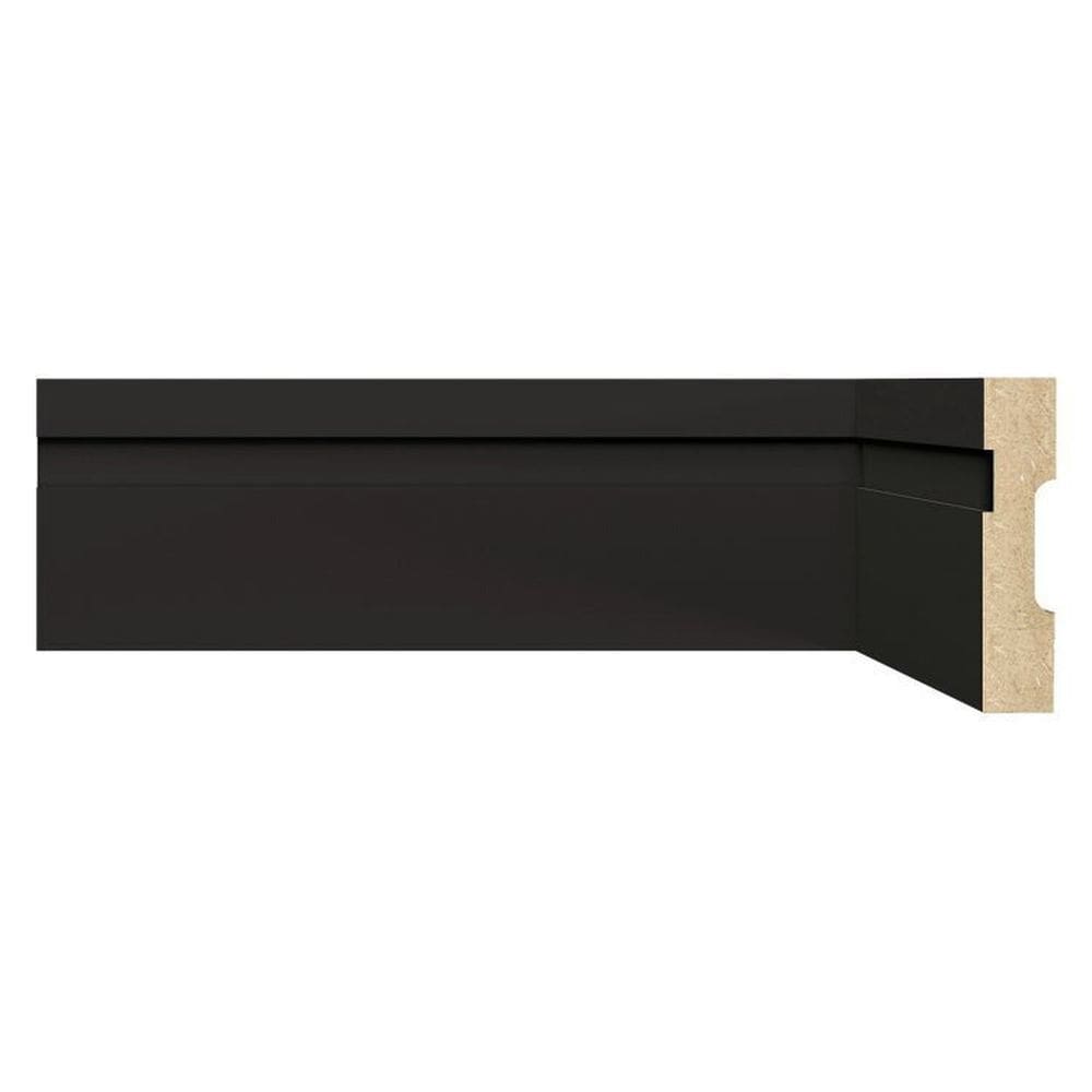 Kit Rodapé de MDF 30 Barras Frisadas de 7cm x 2,40 Rende 72 Metros Moldufama Preto