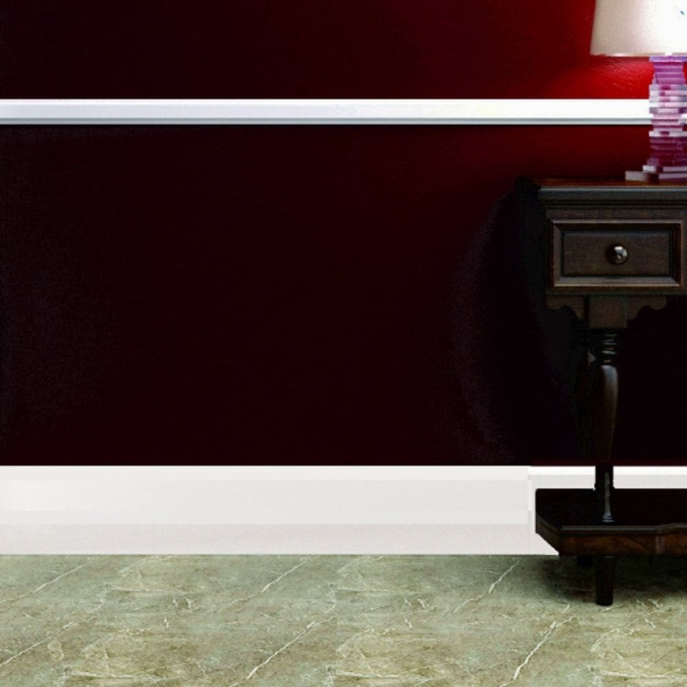 Rodapé de MDF Liso de Sobrepor 15cm x 2,40m Rende 2,4 Metros Moldufama 1202 Branco