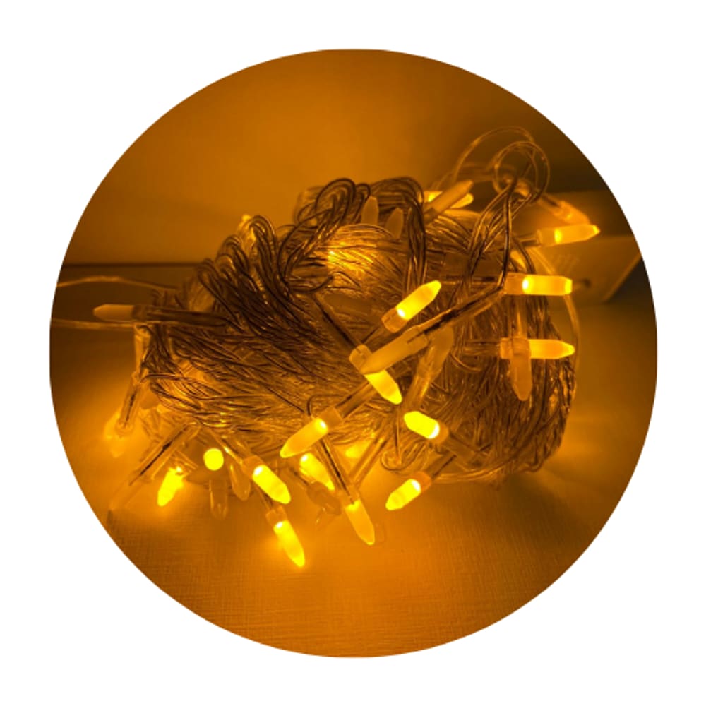 100 Lampadas Leitosas Luz de Led Cordão De 10 Metros 8 Funçoes De Pisca Natal Cor:Amarelo