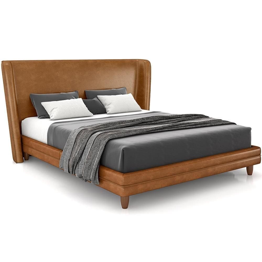 Cabeceira King Nilo 195cm Com Cama Pés Madeira Suném P05 Couríssimo Whisky - Lyam Decor