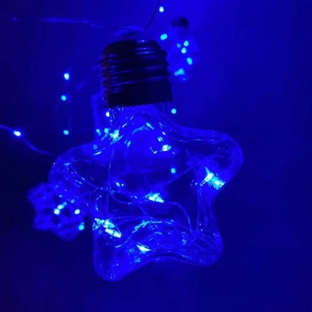 Fio De Led Com 10 Lâmpadas Estrelas Fio De Fada USB e Pilha AA Cor:Azul