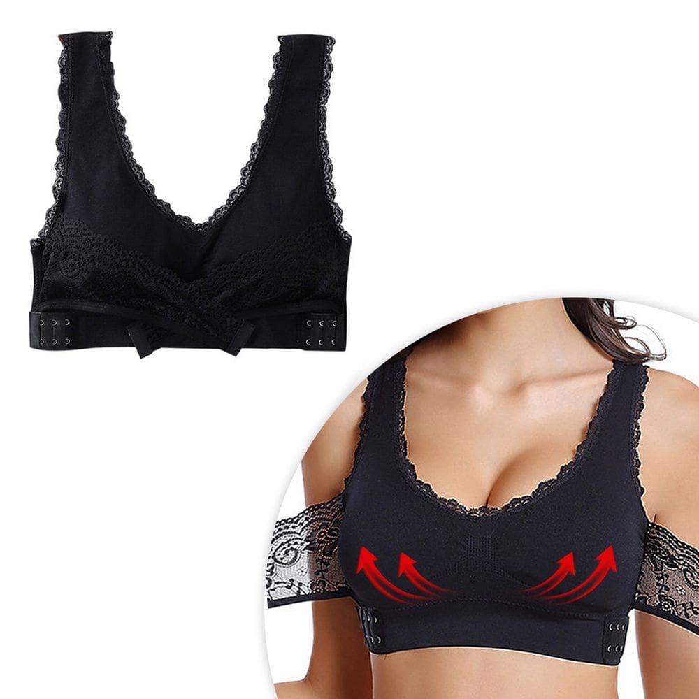 Sutiã Cinta Modeladora Alta Compressão Com Renda Preto Tamanho:M